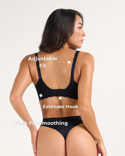 Scalloped Deep V Push-Up Seamless Wireless Jelly Bra