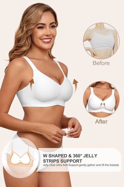 Seamless Soft V-Neck Wireless Full Support Jelly Bra
