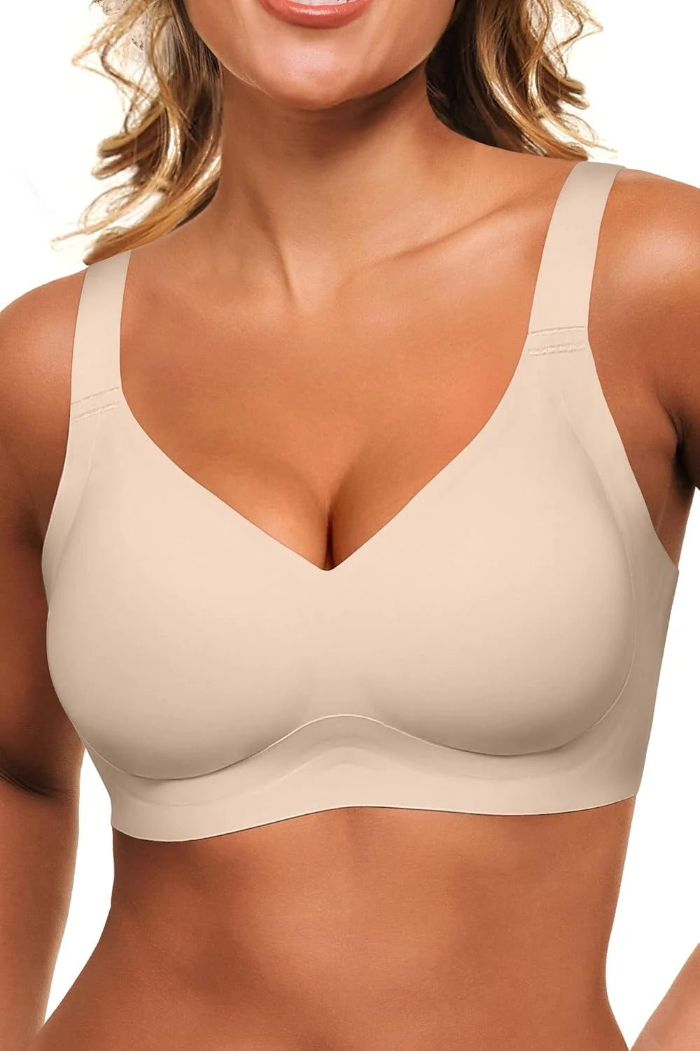 Seamless Soft V-Neck Wireless Full Support Jelly Bra