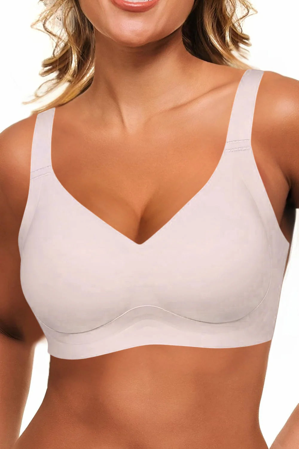 Seamless Soft V-Neck Wireless Full Support Jelly Bra
